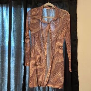 ULTRA FLIRT Swirl Pattern Long Sleeve Shirt